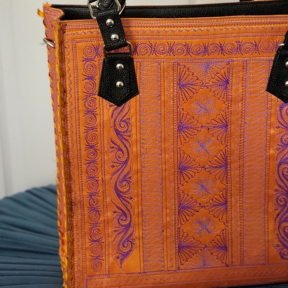 Vintage retired Banda Bag tote orange purple - Picture 2 of 13